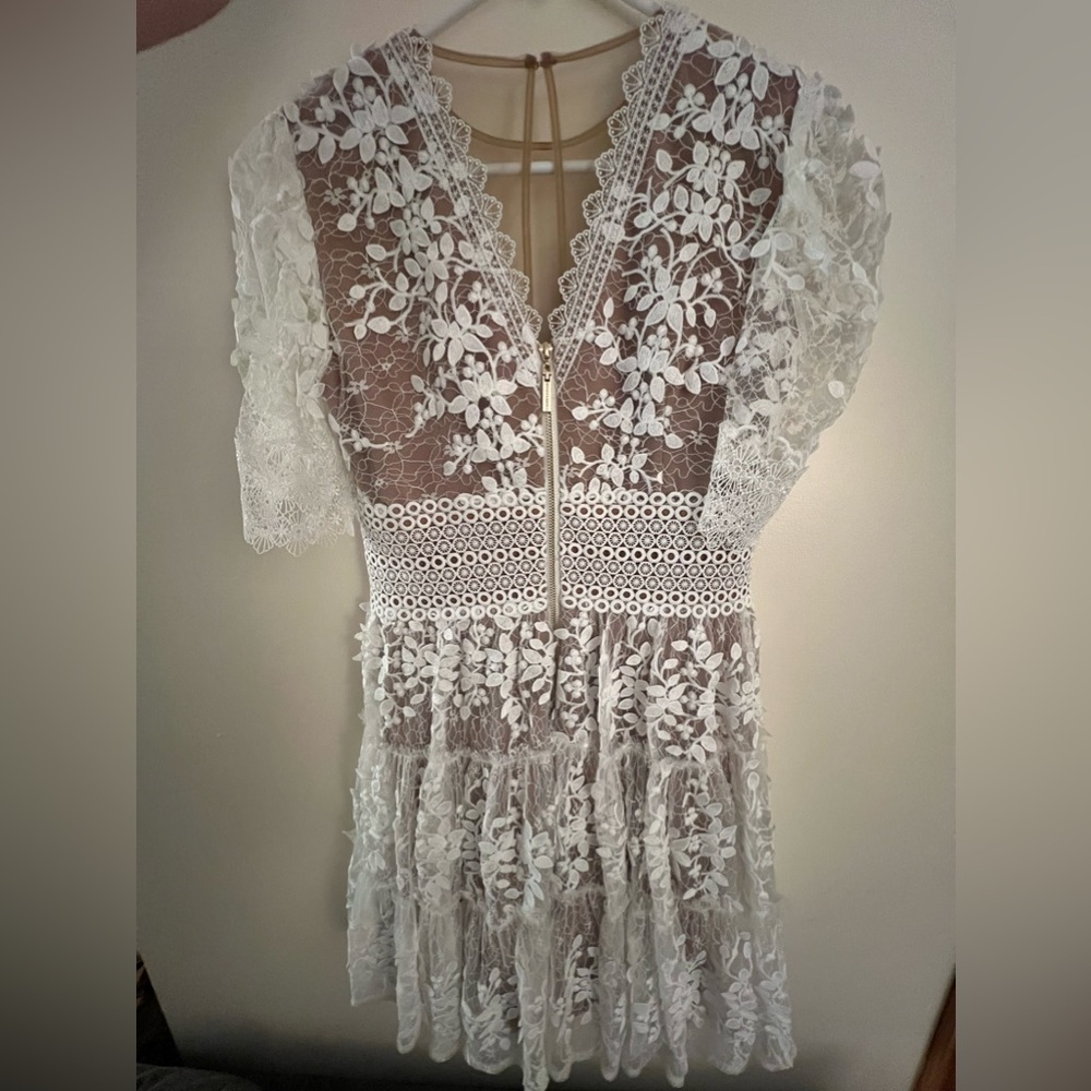 Bronx and Banco White Lace Mini Dress - Picture 5 of 7